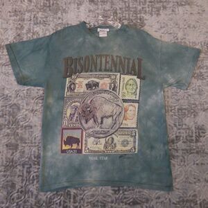 Vintage Moab Utah Shirt Adult Medium Blue Bisontennial Bison Coins Stamps